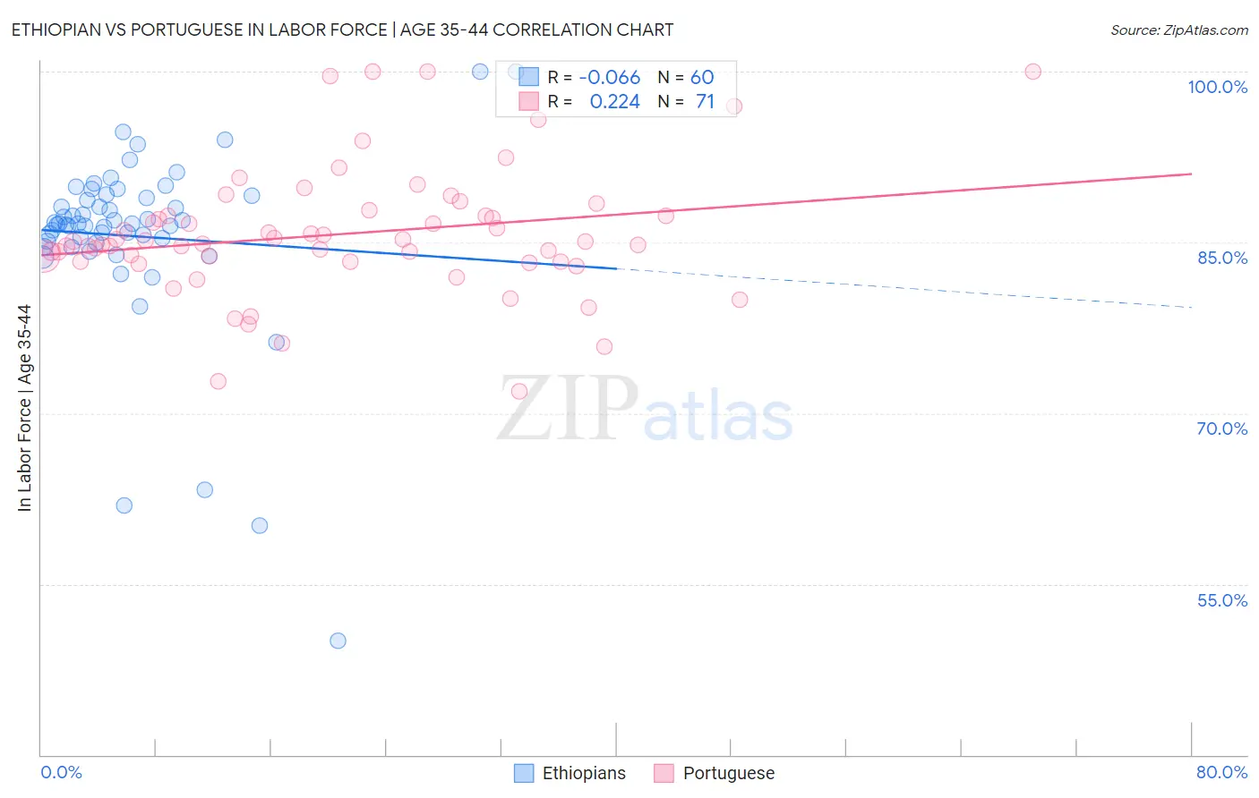 Ethiopian vs Portuguese In Labor Force | Age 35-44