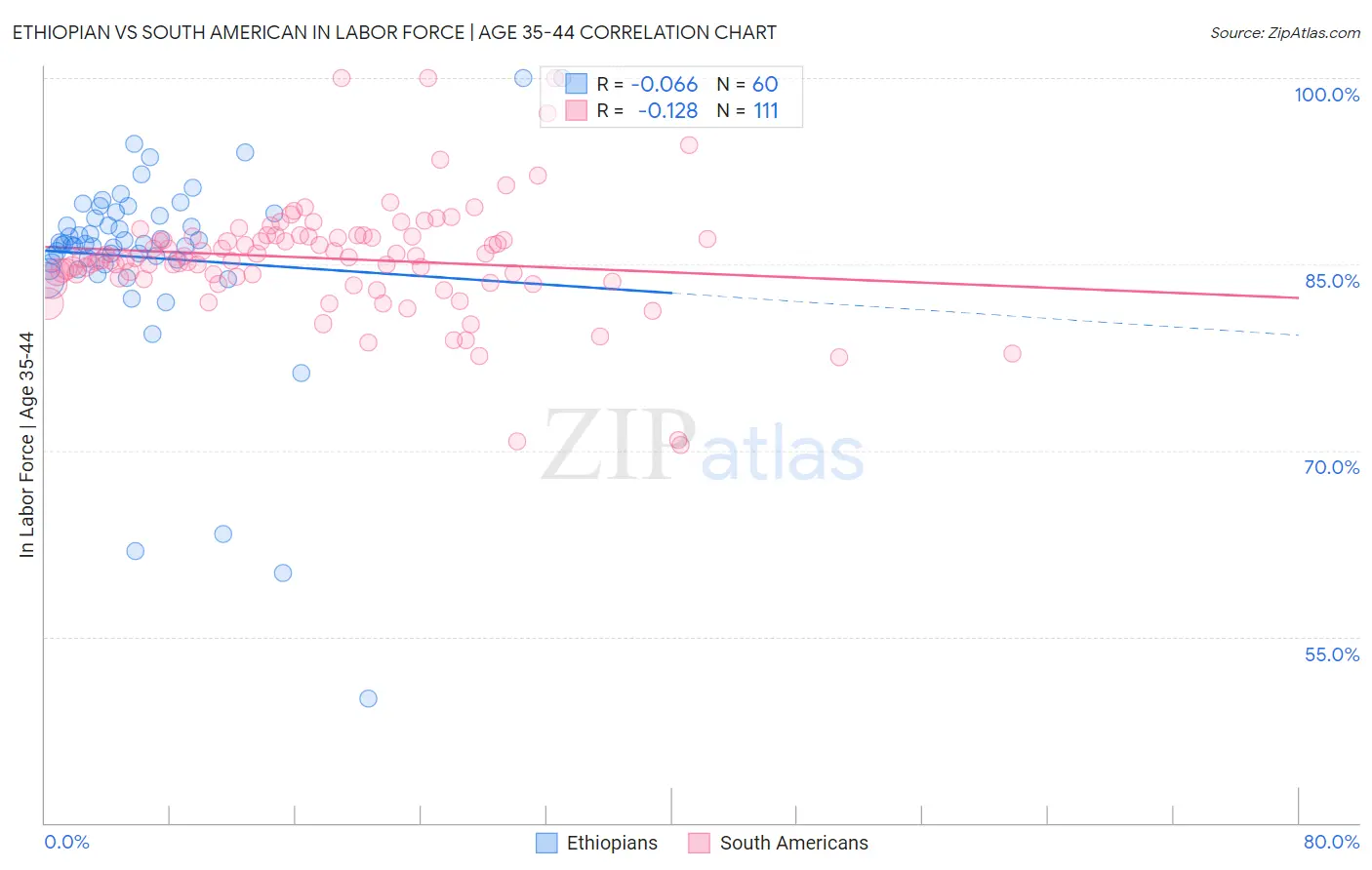 Ethiopian vs South American In Labor Force | Age 35-44