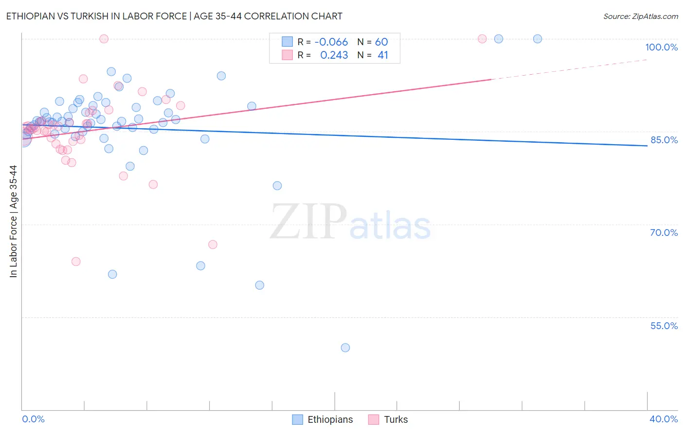 Ethiopian vs Turkish In Labor Force | Age 35-44