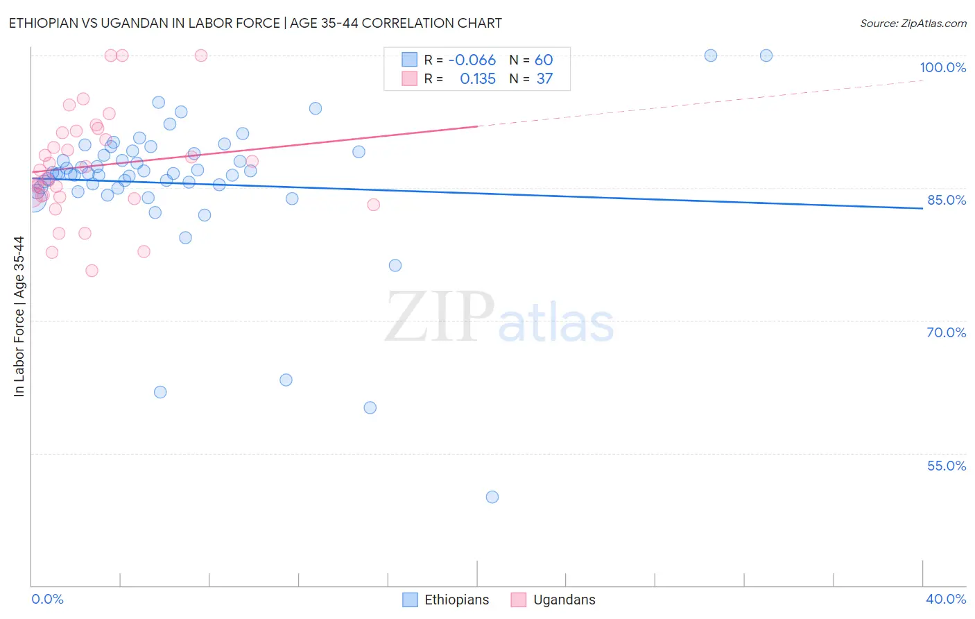 Ethiopian vs Ugandan In Labor Force | Age 35-44