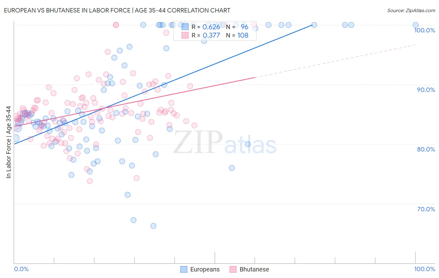 European vs Bhutanese In Labor Force | Age 35-44