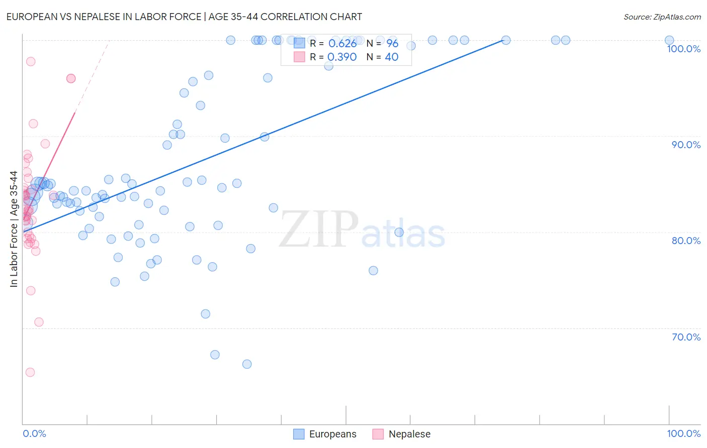 European vs Nepalese In Labor Force | Age 35-44