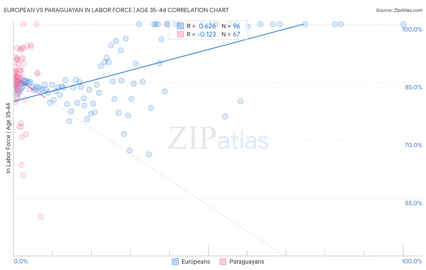 European vs Paraguayan In Labor Force | Age 35-44