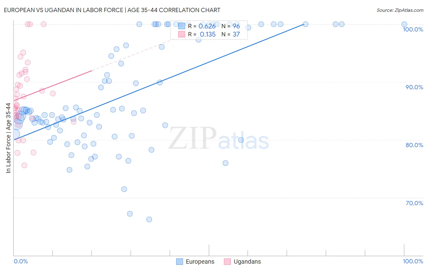 European vs Ugandan In Labor Force | Age 35-44