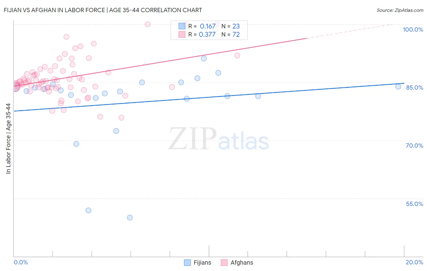 Fijian vs Afghan In Labor Force | Age 35-44