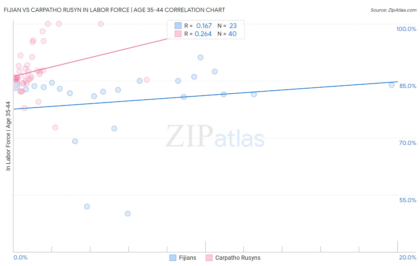 Fijian vs Carpatho Rusyn In Labor Force | Age 35-44