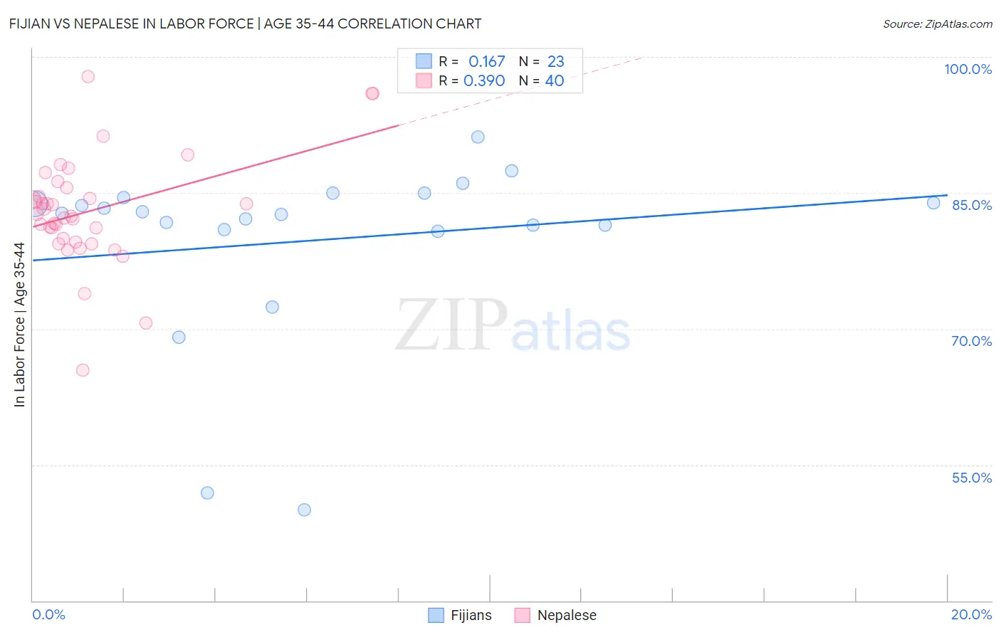 Fijian vs Nepalese In Labor Force | Age 35-44