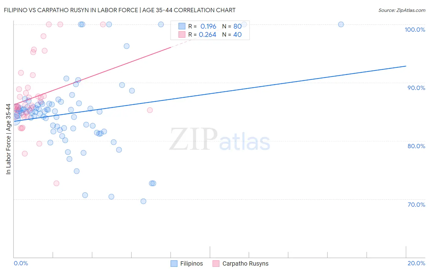 Filipino vs Carpatho Rusyn In Labor Force | Age 35-44