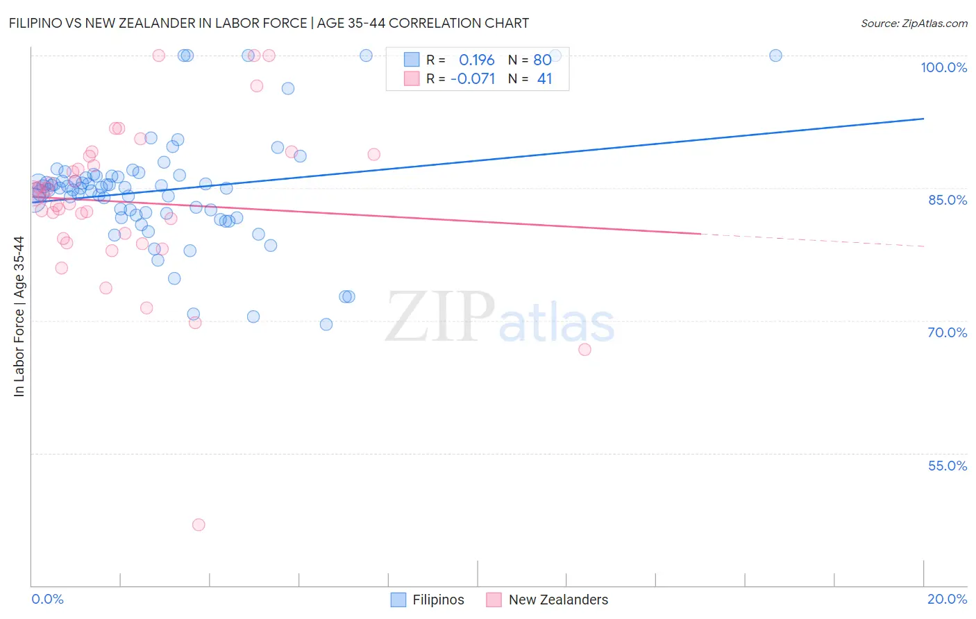 Filipino vs New Zealander In Labor Force | Age 35-44