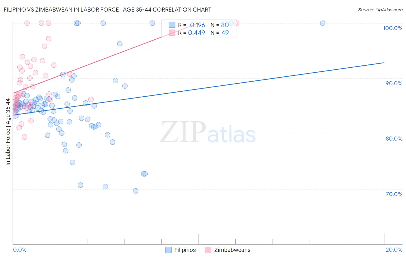 Filipino vs Zimbabwean In Labor Force | Age 35-44
