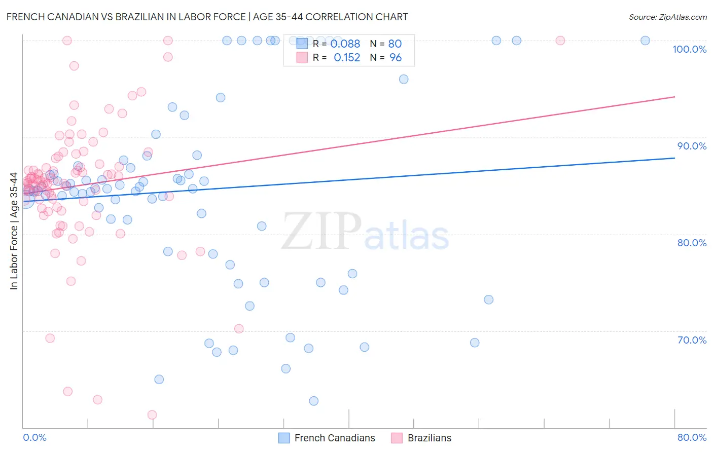 French Canadian vs Brazilian In Labor Force | Age 35-44