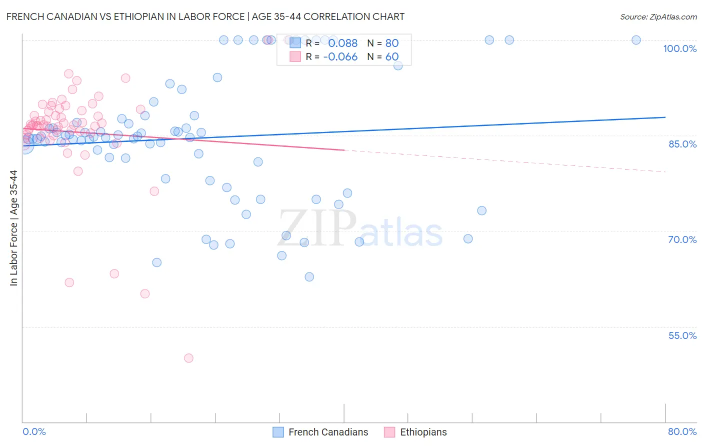 French Canadian vs Ethiopian In Labor Force | Age 35-44