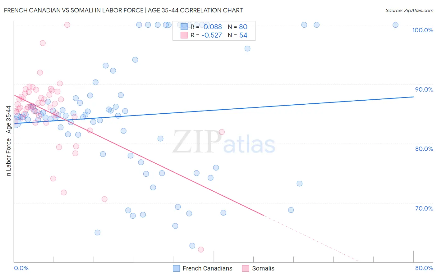 French Canadian vs Somali In Labor Force | Age 35-44