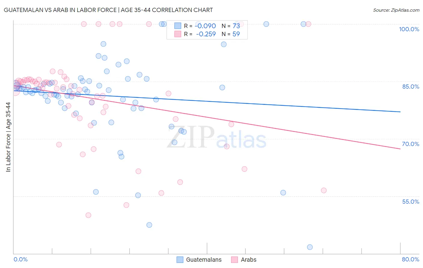 Guatemalan vs Arab In Labor Force | Age 35-44