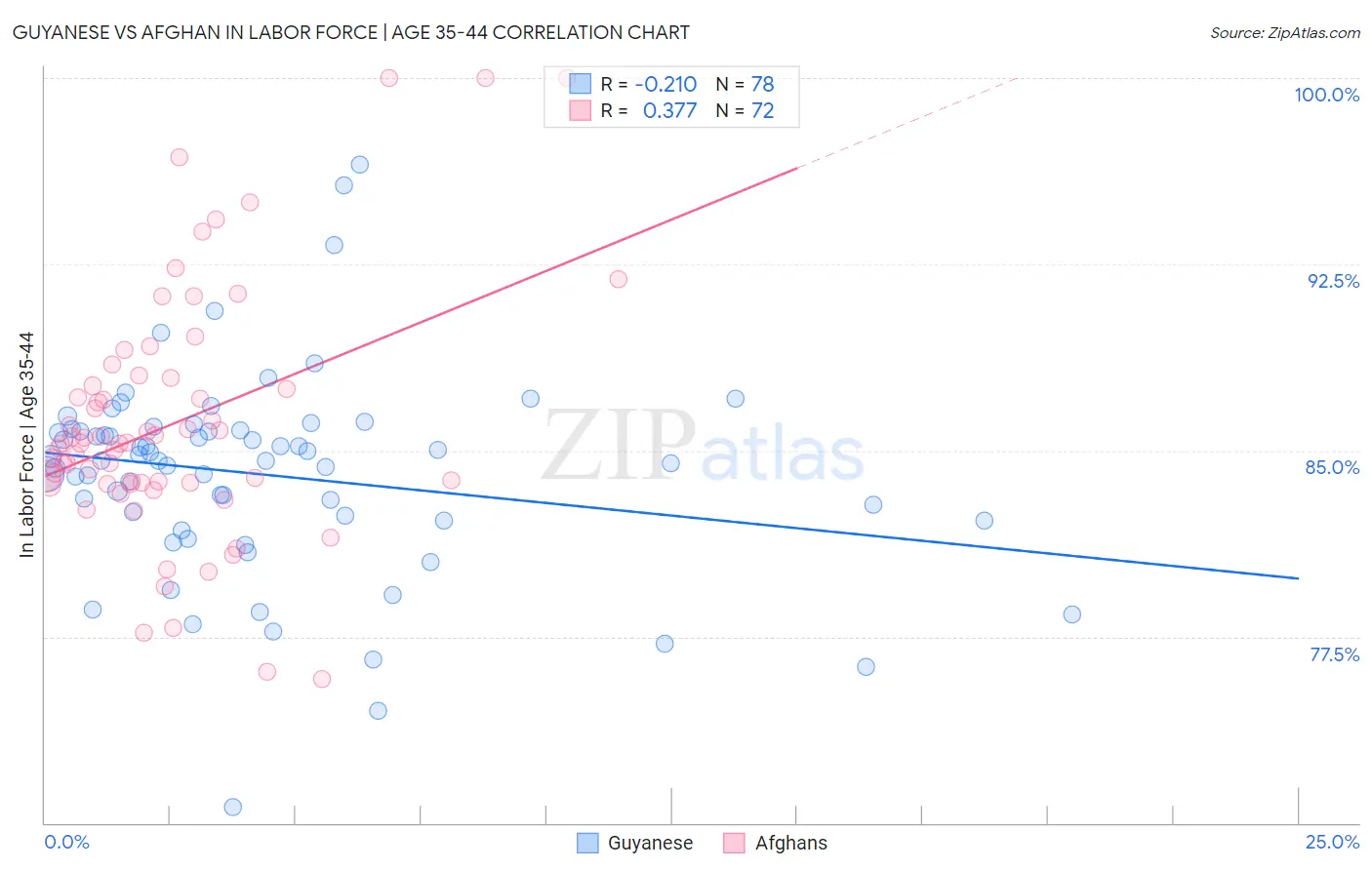 Guyanese vs Afghan In Labor Force | Age 35-44