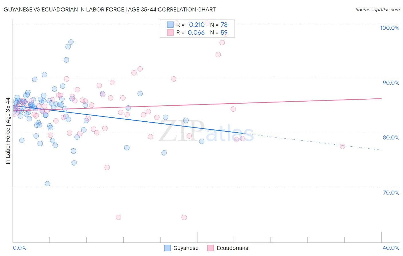 Guyanese vs Ecuadorian In Labor Force | Age 35-44