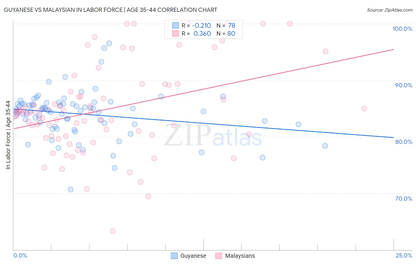 Guyanese vs Malaysian In Labor Force | Age 35-44