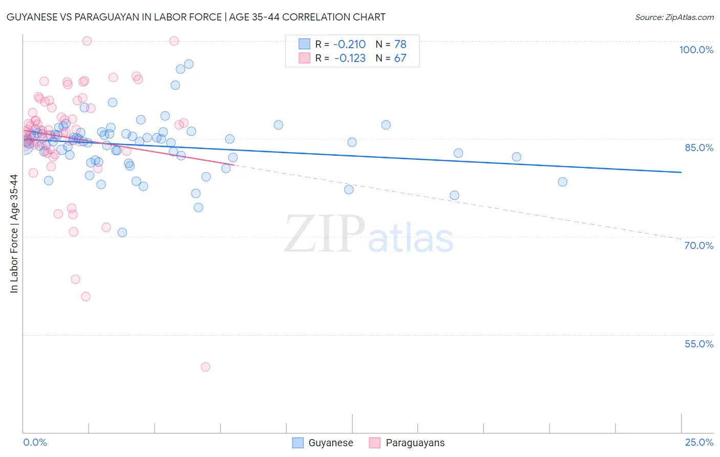 Guyanese vs Paraguayan In Labor Force | Age 35-44