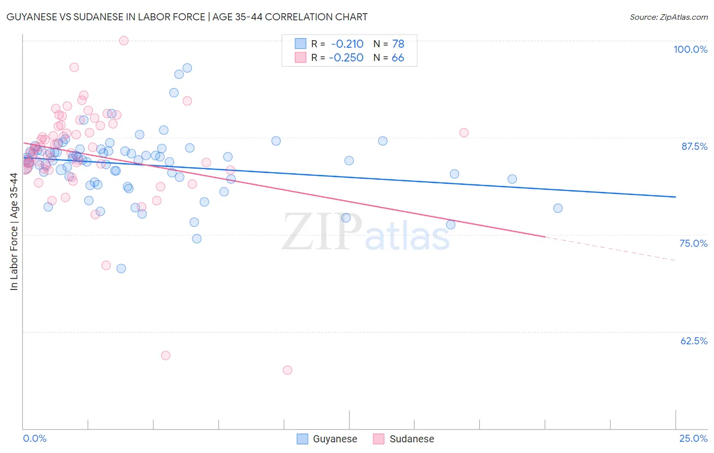 Guyanese vs Sudanese In Labor Force | Age 35-44