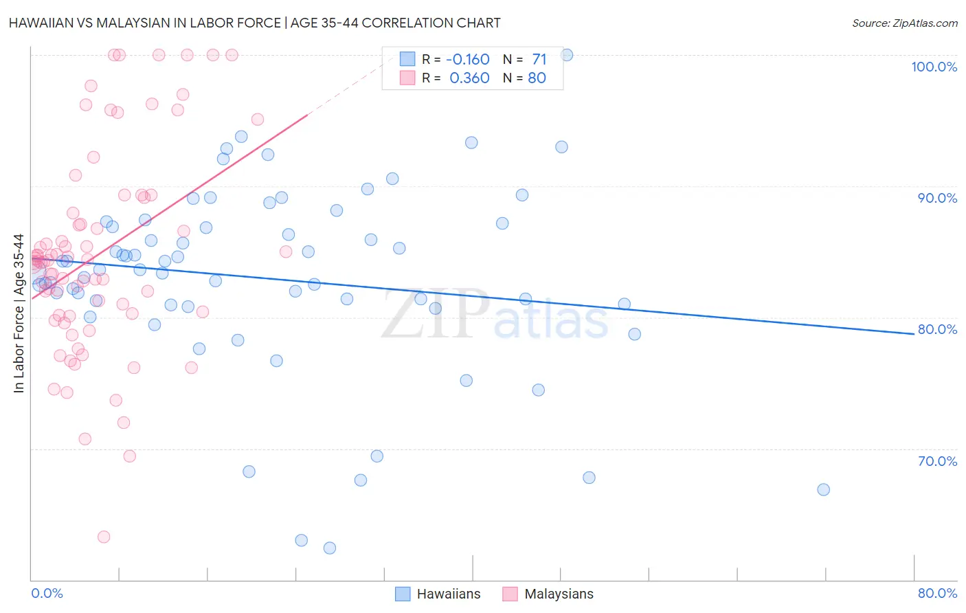 Hawaiian vs Malaysian In Labor Force | Age 35-44