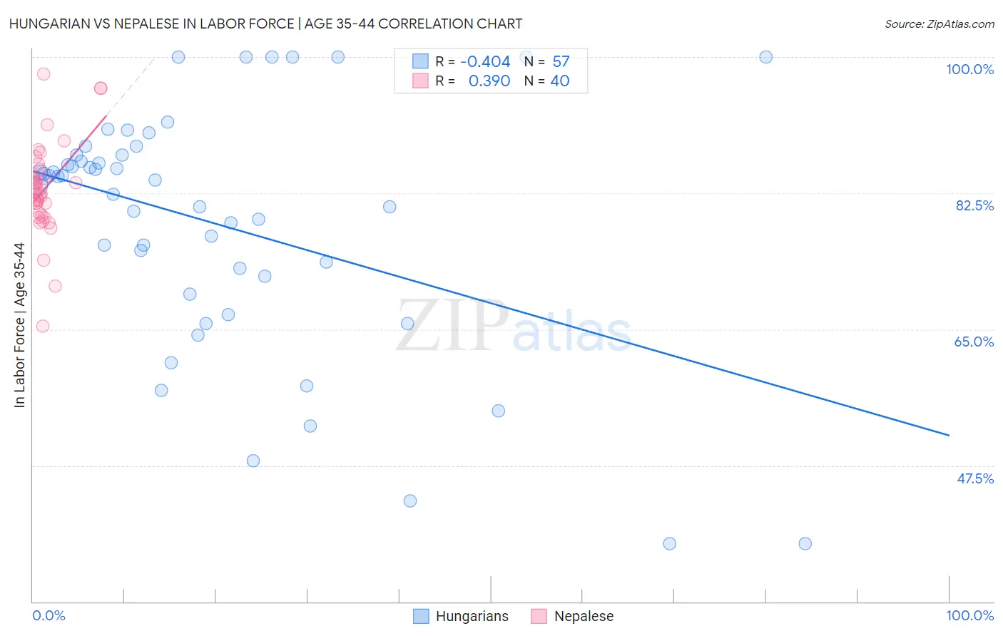 Hungarian vs Nepalese In Labor Force | Age 35-44