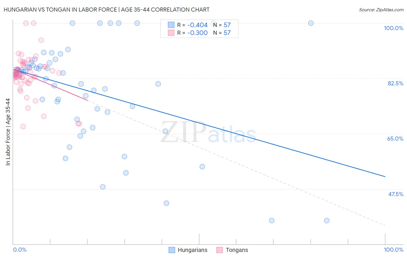 Hungarian vs Tongan In Labor Force | Age 35-44