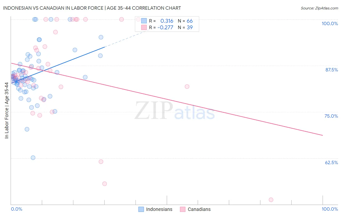 Indonesian vs Canadian In Labor Force | Age 35-44