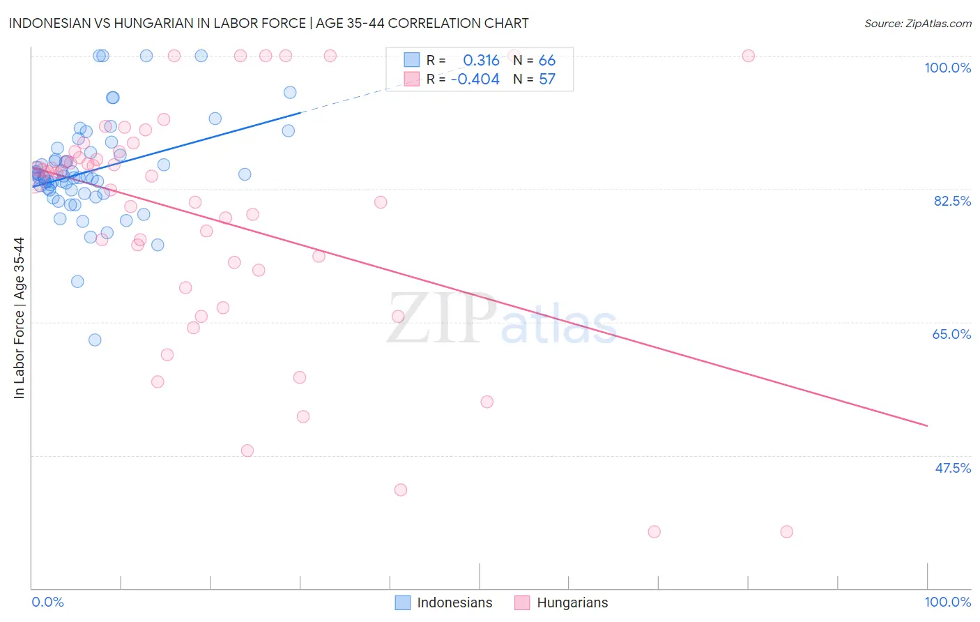 Indonesian vs Hungarian In Labor Force | Age 35-44