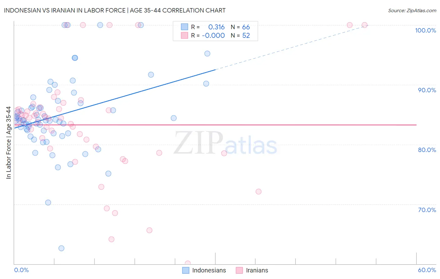 Indonesian vs Iranian In Labor Force | Age 35-44