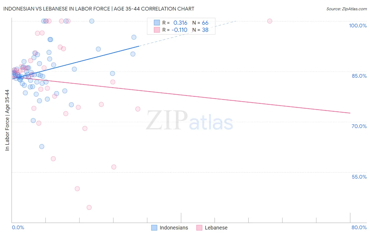 Indonesian vs Lebanese In Labor Force | Age 35-44
