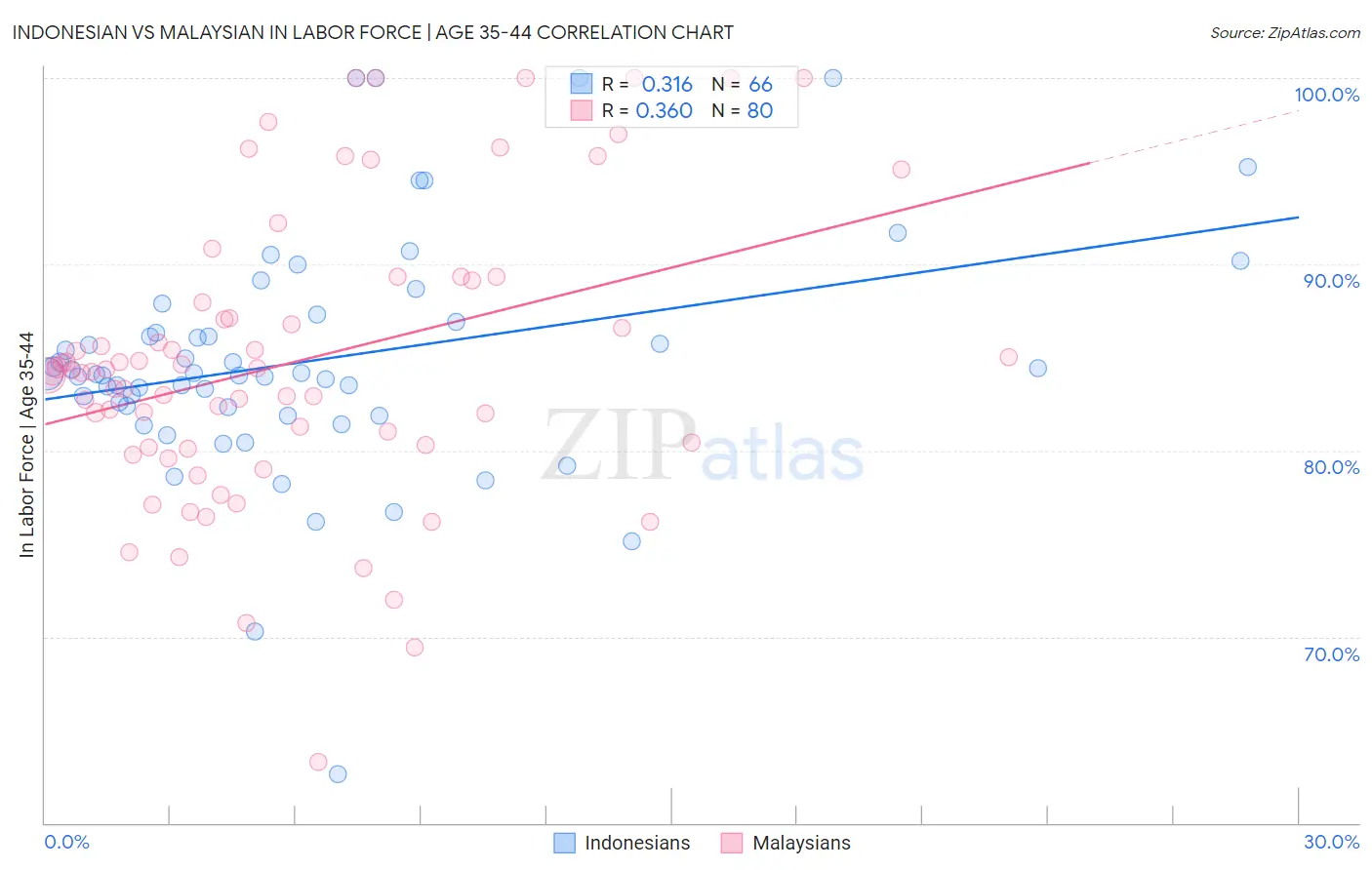 Indonesian vs Malaysian In Labor Force | Age 35-44