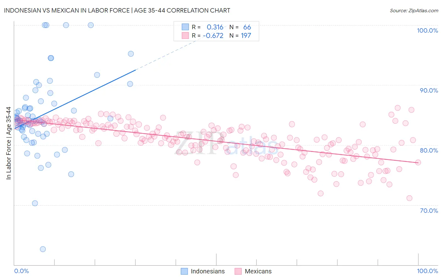 Indonesian vs Mexican In Labor Force | Age 35-44