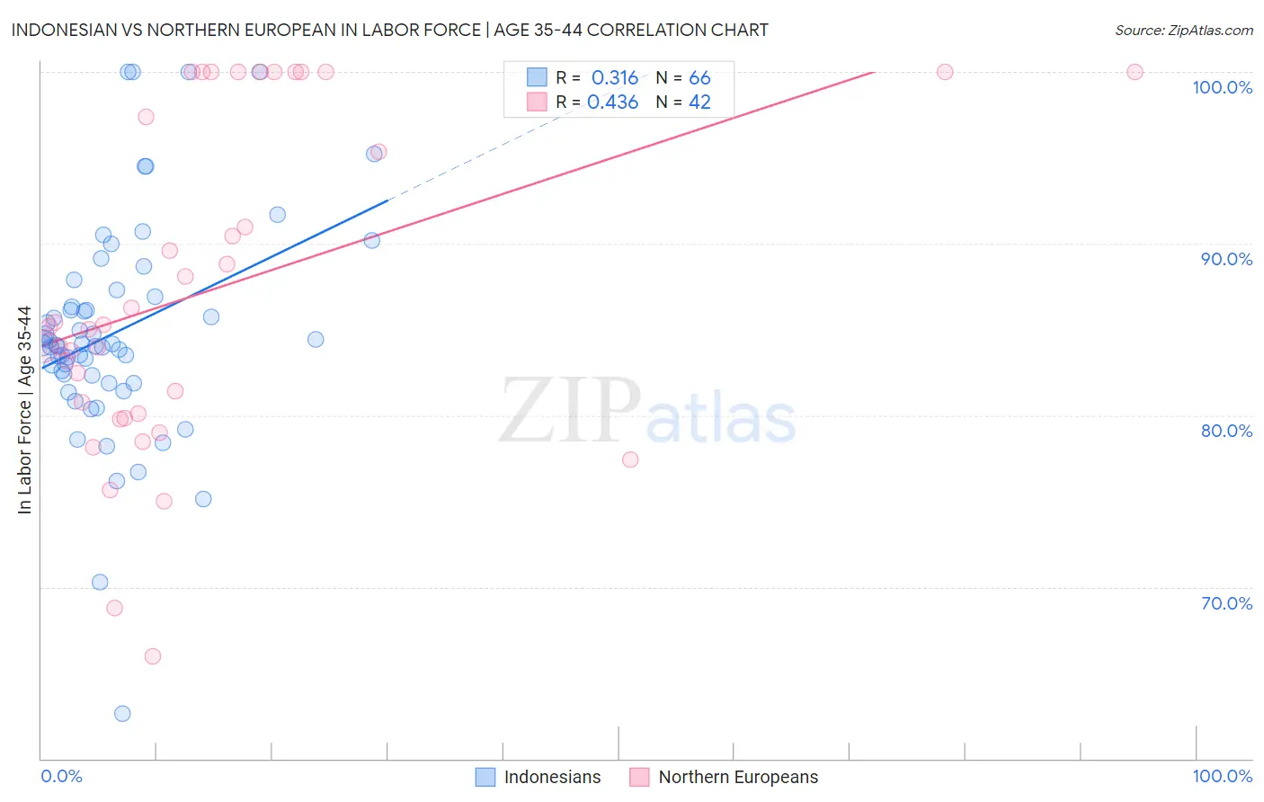 Indonesian vs Northern European In Labor Force | Age 35-44