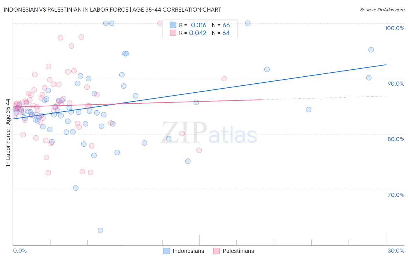 Indonesian vs Palestinian In Labor Force | Age 35-44