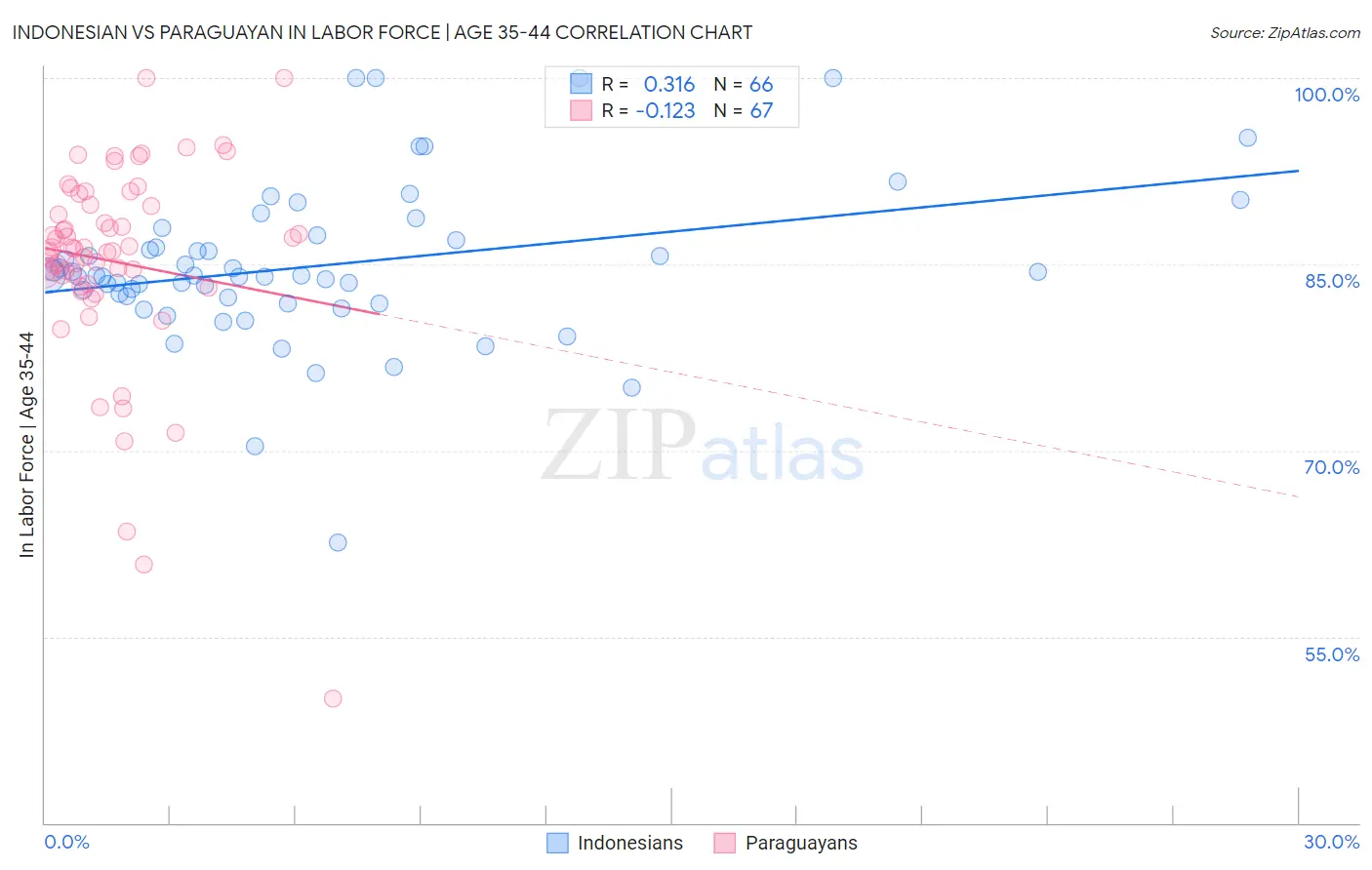 Indonesian vs Paraguayan In Labor Force | Age 35-44