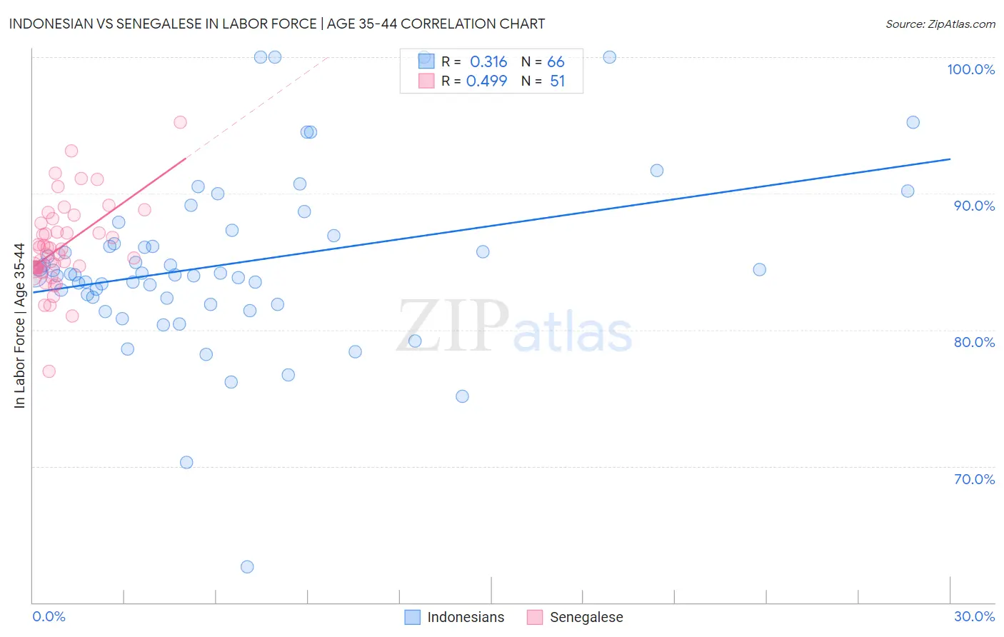 Indonesian vs Senegalese In Labor Force | Age 35-44