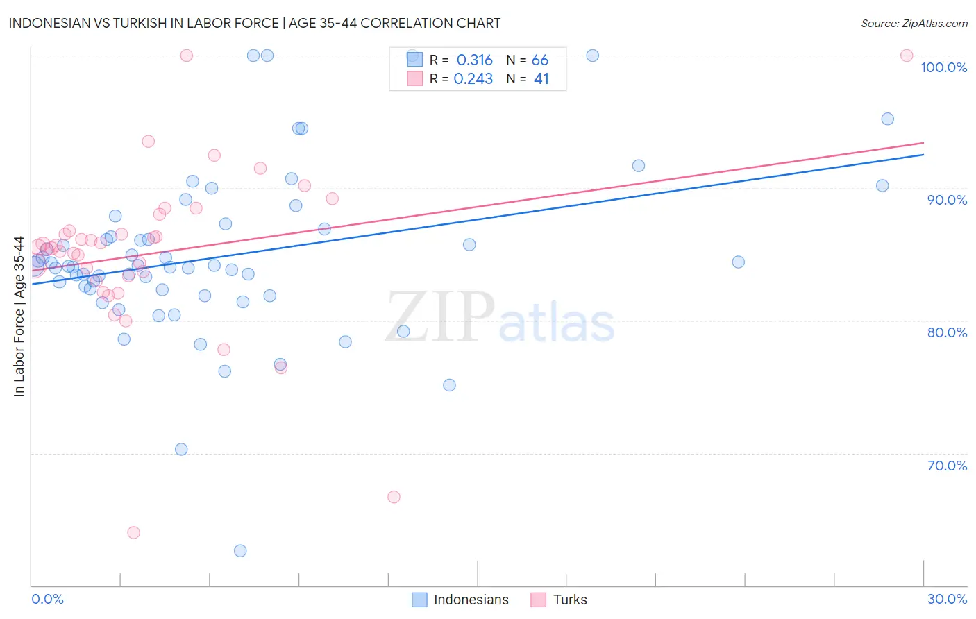 Indonesian vs Turkish In Labor Force | Age 35-44