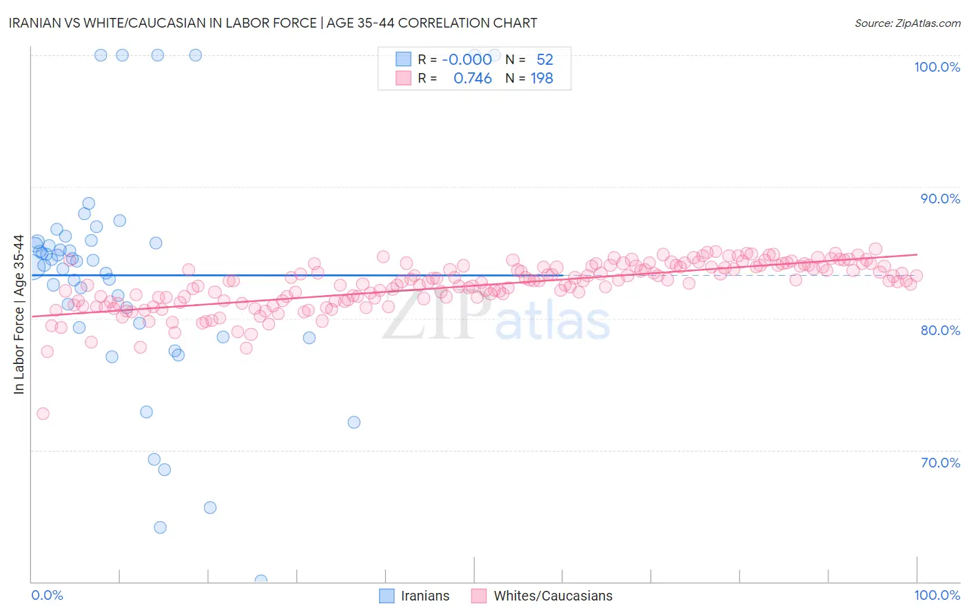 Iranian vs White/Caucasian In Labor Force | Age 35-44