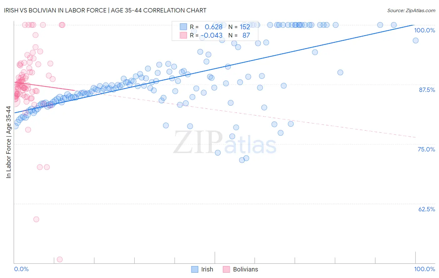 Irish vs Bolivian In Labor Force | Age 35-44