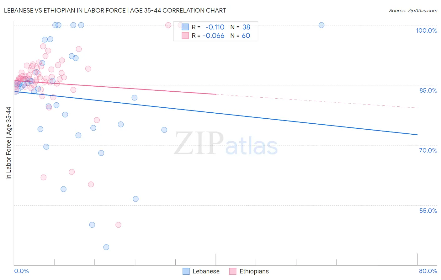 Lebanese vs Ethiopian In Labor Force | Age 35-44