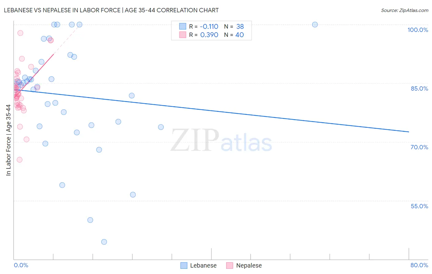 Lebanese vs Nepalese In Labor Force | Age 35-44