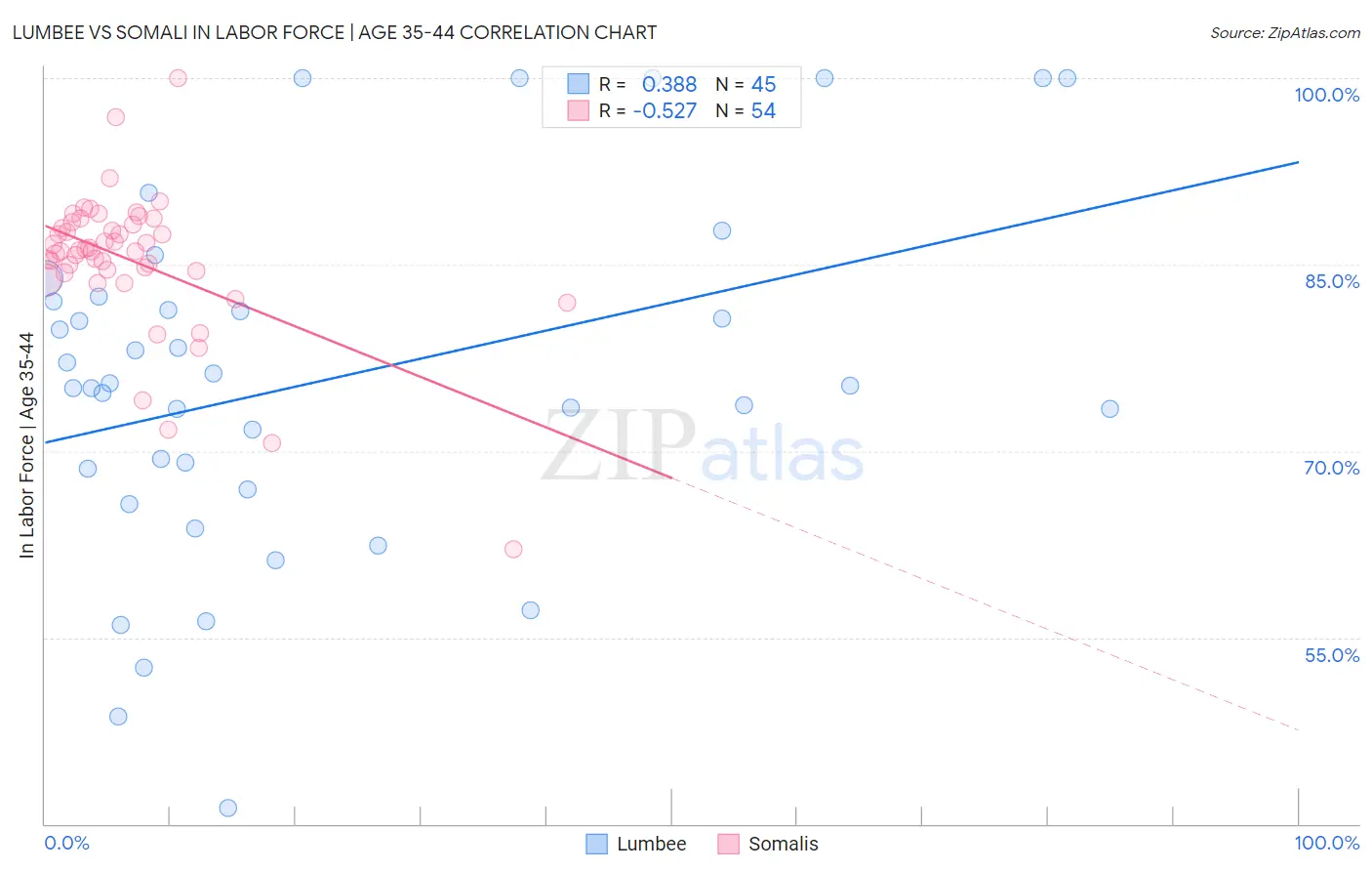 Lumbee vs Somali In Labor Force | Age 35-44
