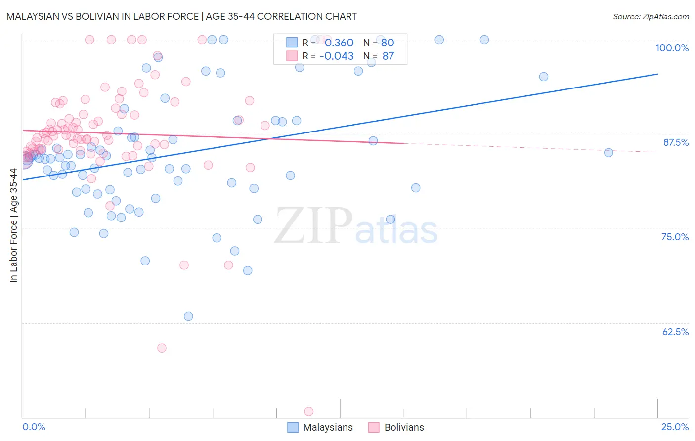 Malaysian vs Bolivian In Labor Force | Age 35-44