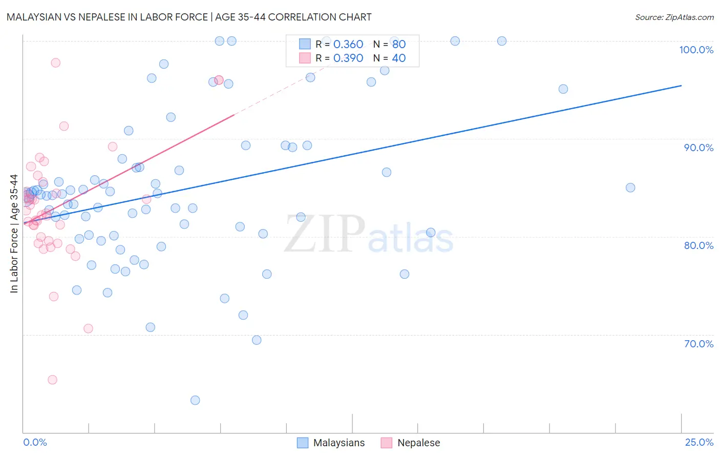 Malaysian vs Nepalese In Labor Force | Age 35-44