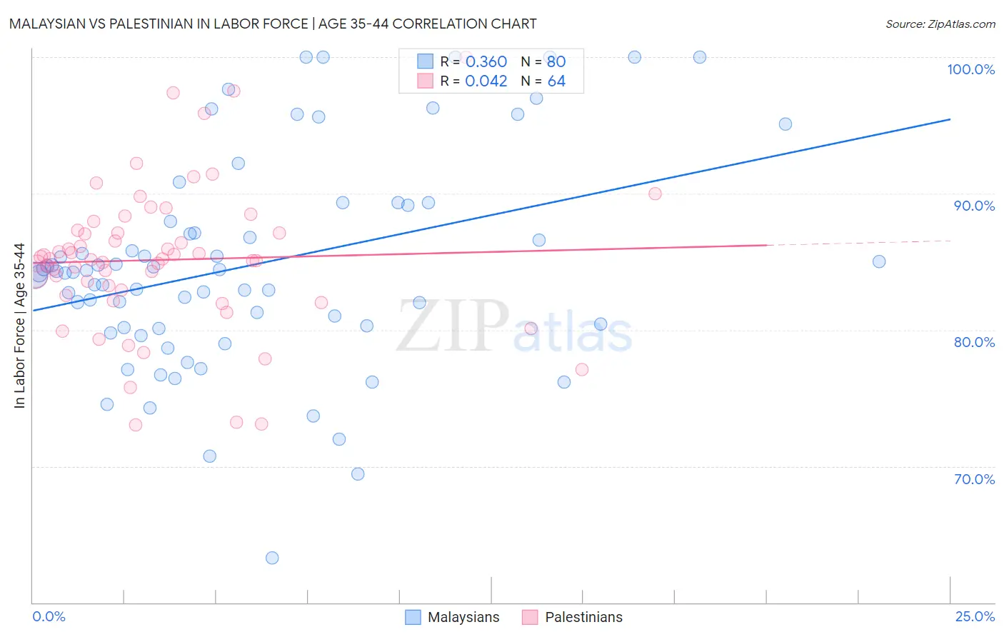 Malaysian vs Palestinian In Labor Force | Age 35-44