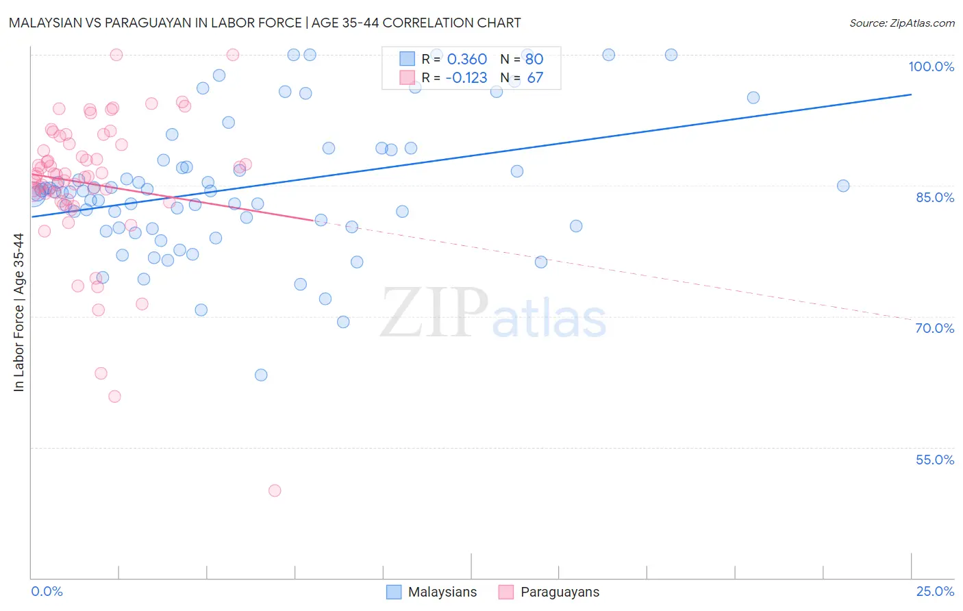 Malaysian vs Paraguayan In Labor Force | Age 35-44