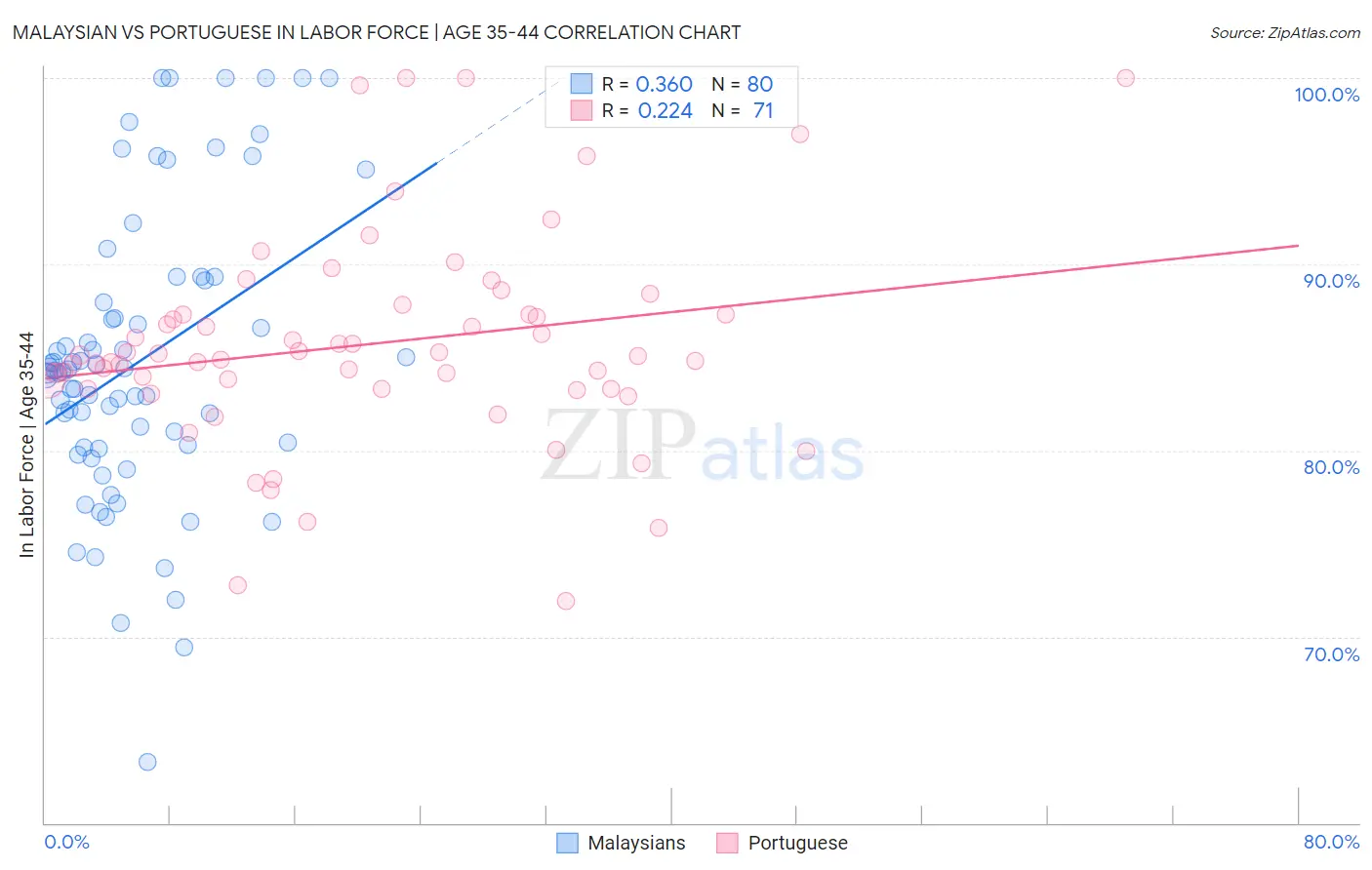 Malaysian vs Portuguese In Labor Force | Age 35-44