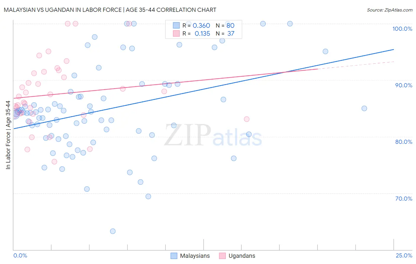 Malaysian vs Ugandan In Labor Force | Age 35-44