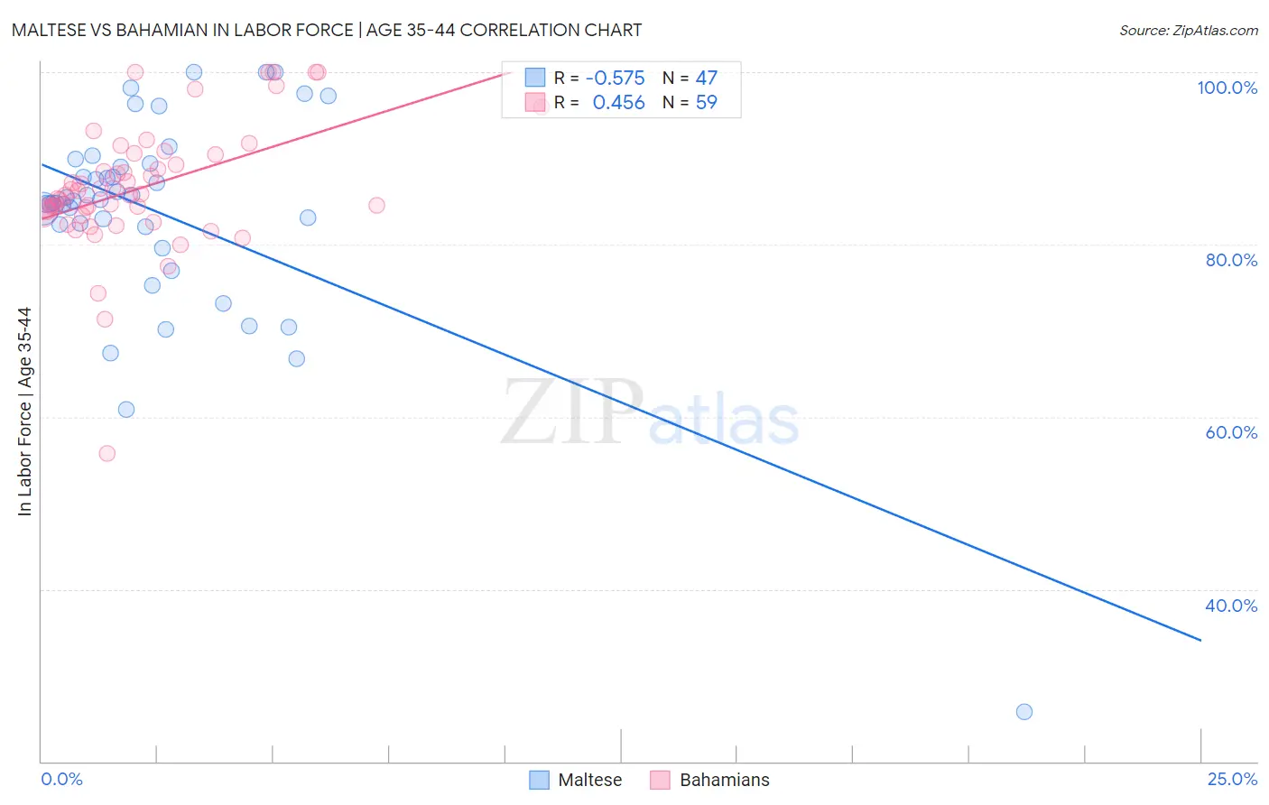 Maltese vs Bahamian In Labor Force | Age 35-44