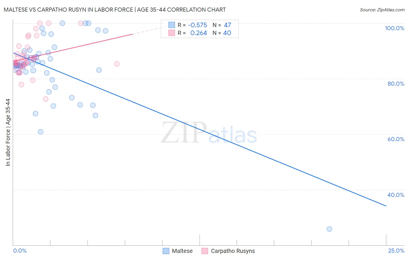 Maltese vs Carpatho Rusyn In Labor Force | Age 35-44